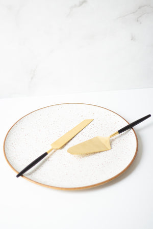 White & Gold Cake Lift & Knife Set