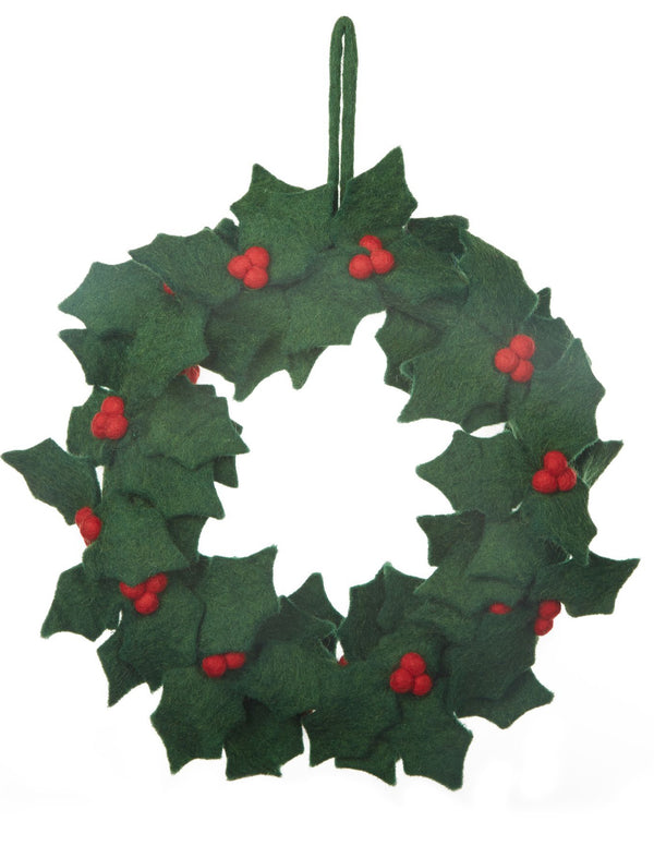 Felt So Good Handmade Felt Holly Wreath - Palm and Perkins