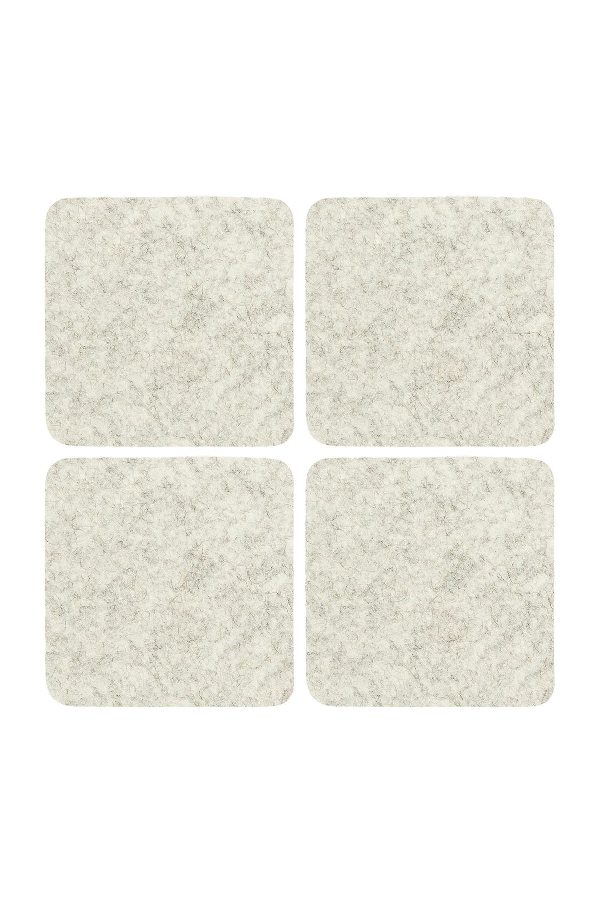 Wool Felt Square Coasters, White, Set of 4
